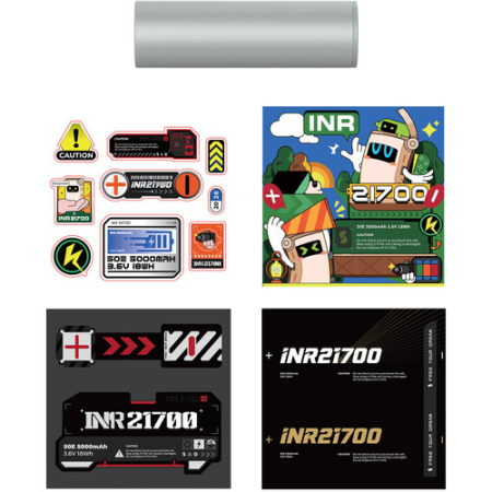 SmallRig 6089 - etui ładujące 2w1i 2x akumulator INR21700 (piaskowy brązowy zestaw, 10000mAh) - zestaw naklejek ozdobnych